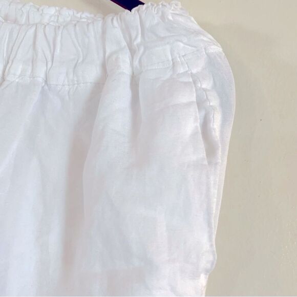 H&M Wide Leg White Linen Blend Pants XL Pockets Pull Up Stretch NWOT Gorgeous - Picture 2 of 5